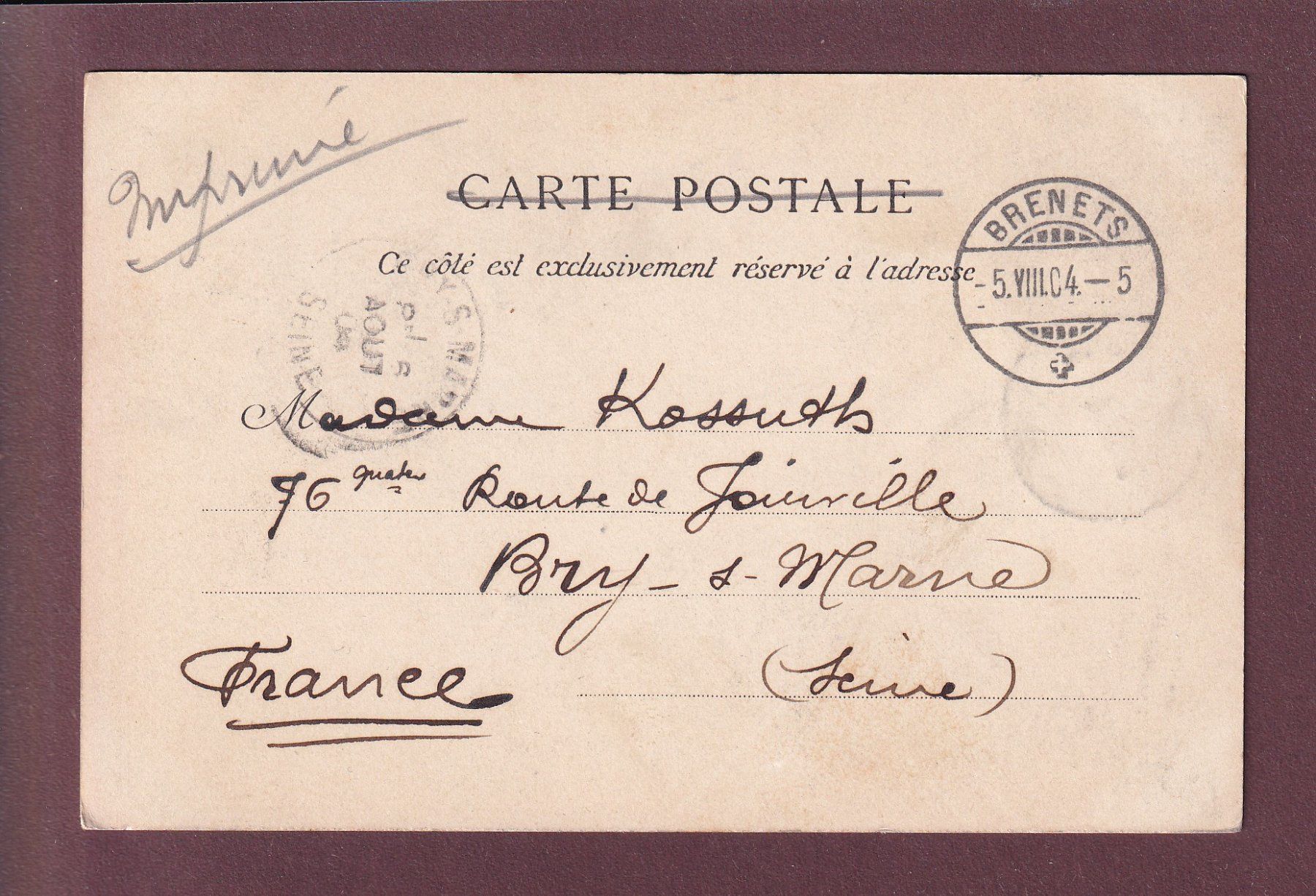 Cartes postales: COL DES ROCHES - 1904 – D'occasion à Pully par nicecards 1