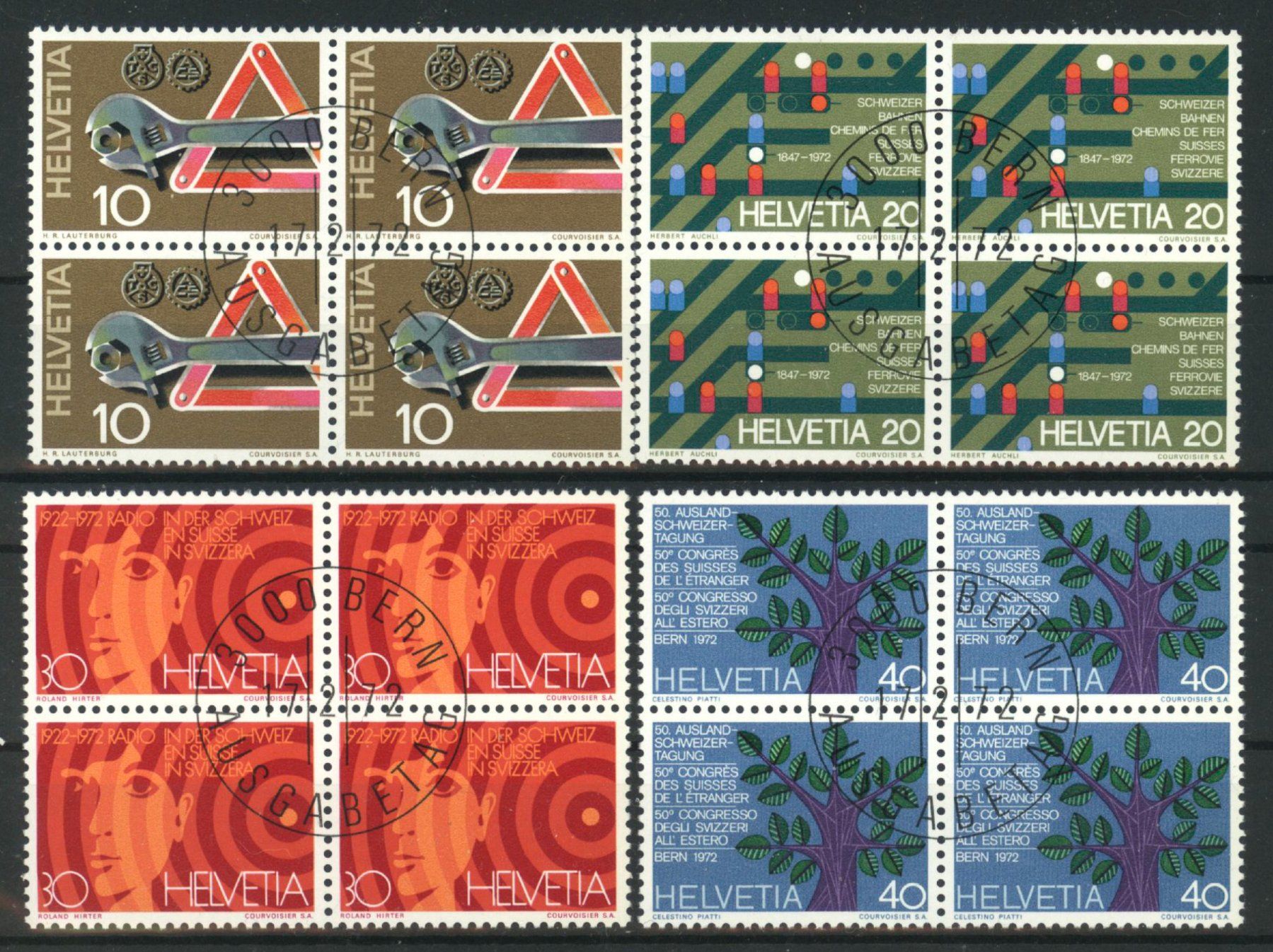 Tutti i francobolli: 1972, Viererblöcke, ET, Sonderpostmarken – Usato da Willisau venduto da Vollstempel