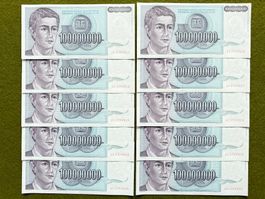 Belgrad 1993 - Jugoslawien 10 x 100000000 Dinara UNC
