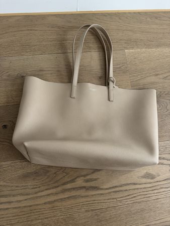 Saint Laurent Tote Shopping Bag Beige Leather Tote Bag