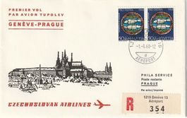 Erstflug Genf - Prag, 1.6.68, mit Ankunftstempel, TUPOLEV