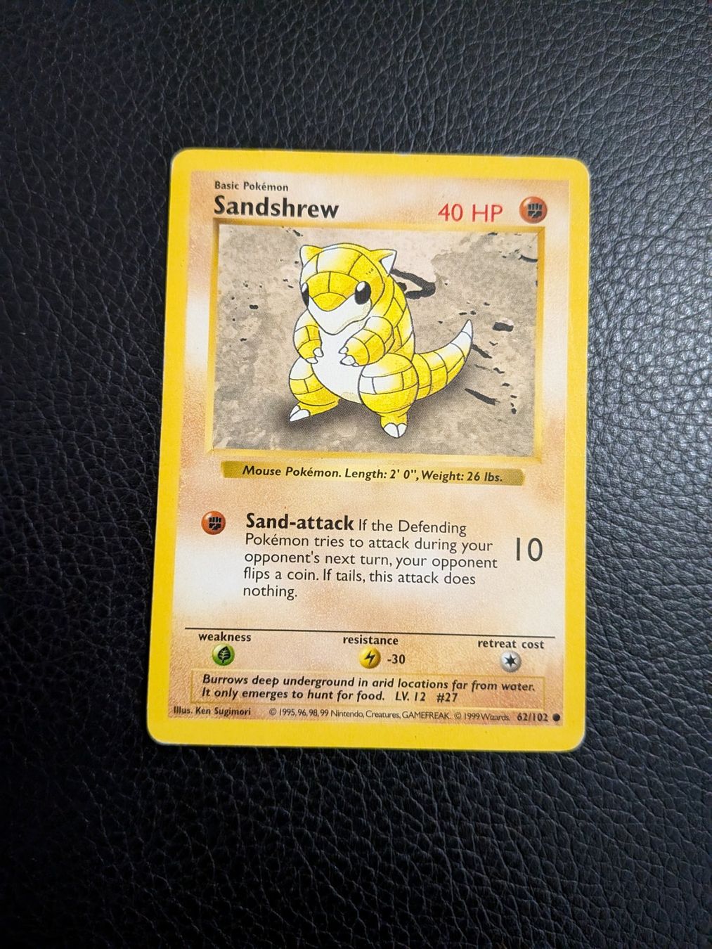 Pokémon Carte collezionabili: 1999 Base Set Shadowless Sandshrew 62/102 Ab 1 – Usato da Paradiso venduto da Pkmn10