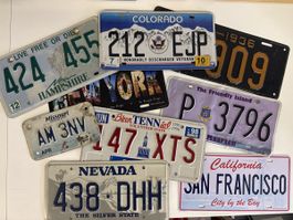 Sammlung amerikanischer Nummernschilder, Vintage, USA-Souven