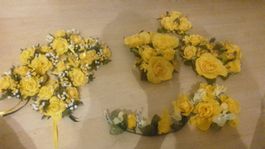 Künstliche Rosenkränze gelb L