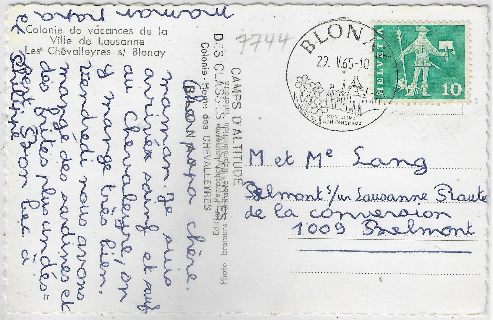 Cartoline postali: Les Chevalleyres s/Blonay – Usato da Ettingen venduto da Kartenplanet 1