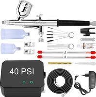 Upgrade Airbrush Set Kompressor 40 PSI Dual Action Airbrush