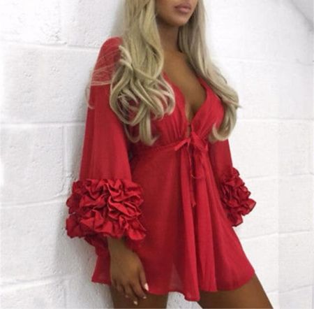 Strandkleid Cover Up in Rot Neu Gr M