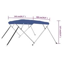 Auvent bimini de bateau  4 arceaux bleu 243x180x137 cm