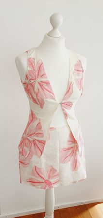 Set Rock und Weste rosa/cremeweiss Gr. 34