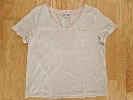 Street One kurzarm Shirt Gr. 38 beige sommerlich leicht
