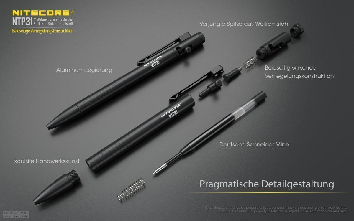 Penna & Evidenziatori: Tactical Pen NiteCore NTP31 aus Alu – Nuovo e nell'imballaggio originale da Grüningen venduto da Prolumin 8