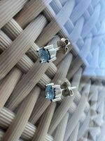 Ohrstecker Silber mit blauem Stein gebrauchter Zustand