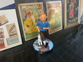 Tim und Struppi Figur auf Weltkugel guter Zustand