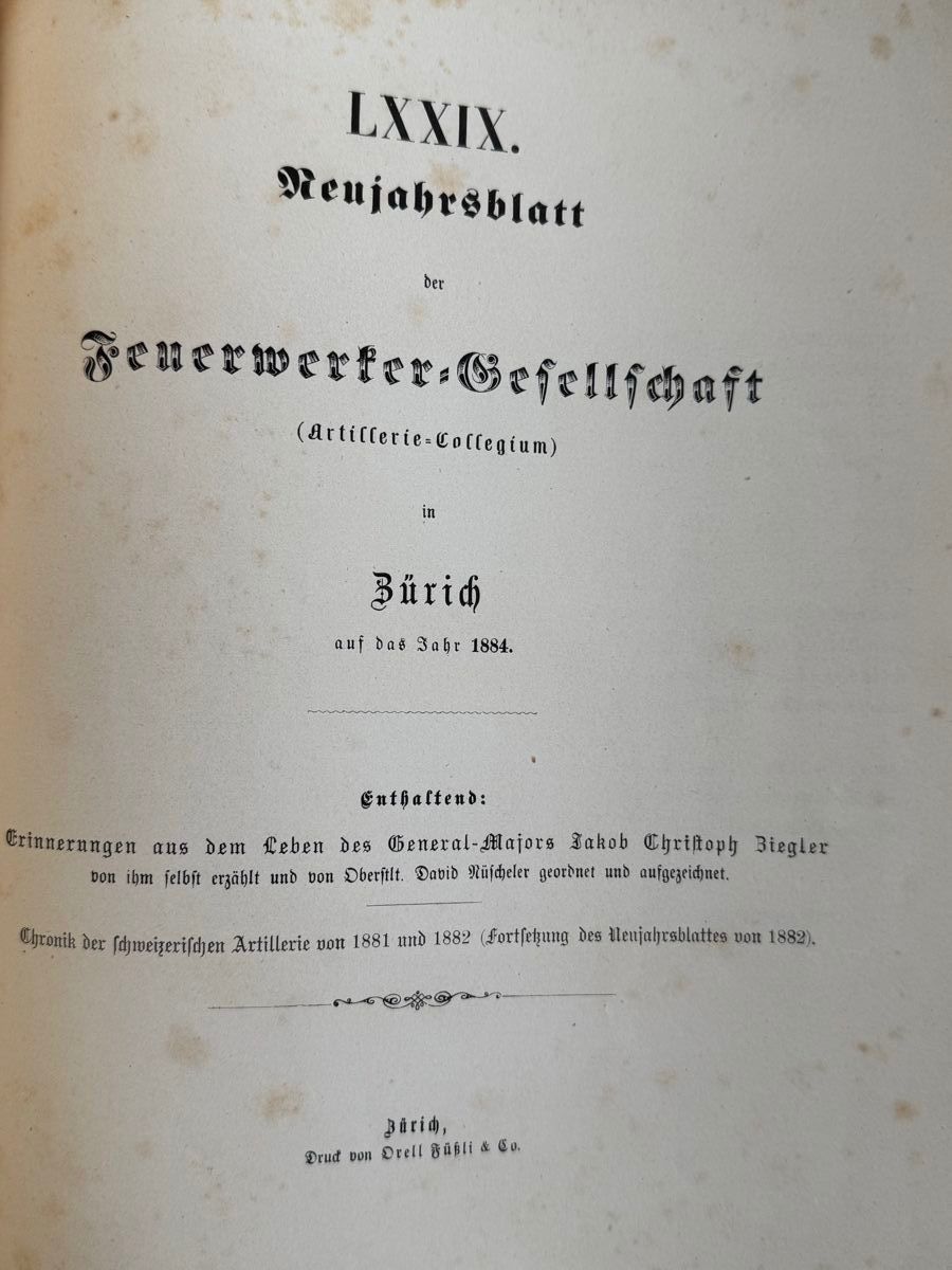 Libri: Neujahrsblatt Feuerwerker-Gesellschaft 1884. – Usato da Adliswil venduto da buch_und_kunst 2