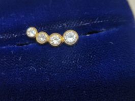 Einzelner Gold Ohrstecker mit Diamant immitat, 750 18k Gold