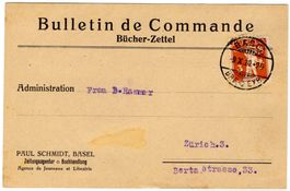 Perfin P.S. auf Firmenkarte von BASEL nach ZÜRICH