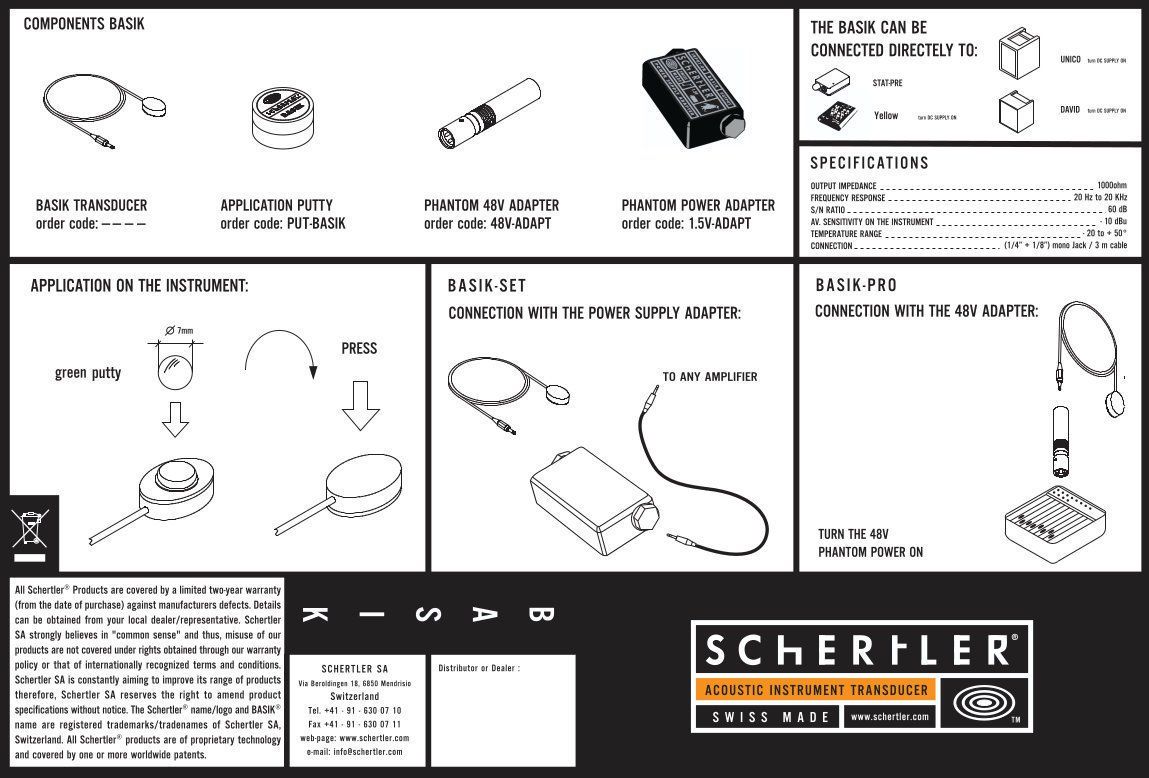 Schertler Microfoni: Schertler Kontaktmikrofon BASIK PRO – Usato da Jona venduto da brackets 3