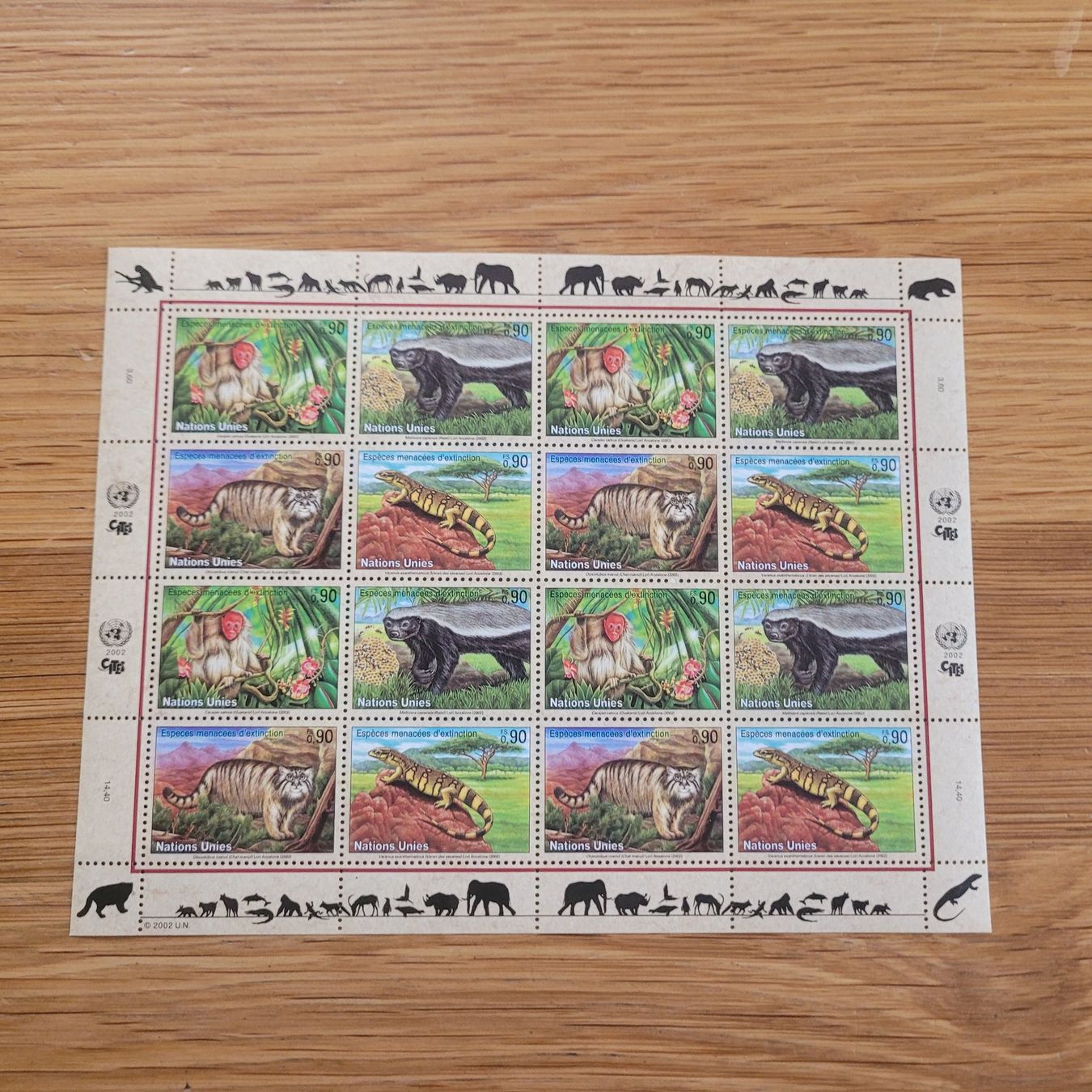 Tous les timbres: Kleinbogen ONU Espèces Menacées D'extinction 2002 – D'occasion à Biel/Bienne par Destockweb