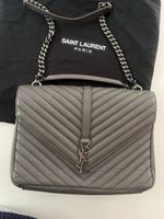 Sac YSL, modèle College, en cuir gris