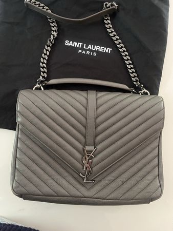 Sac YSL, modèle College, en cuir gris ! Superbe. (
