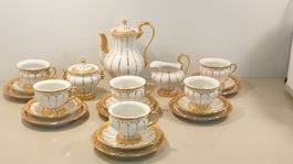 Meissen Mokkaservice X Form goldstraffiert