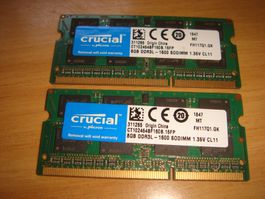2 stück 8gb ddr3 PC3L 12800 (1600) RAM für Laptop.