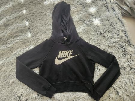 Lot 2 Crop hoodie Nike, noir et gris, taille XS