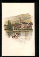 Litho Zürich, Teilansicht vom See her, 