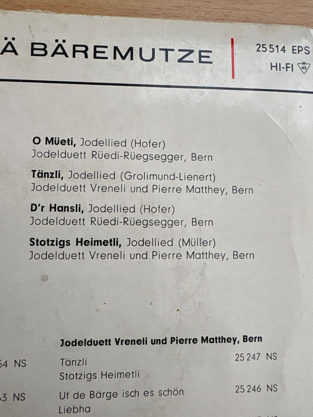 Dischi in vinile: Schallplatte: Bi dä Bäremutze - Jodelduett Rüedi-Rüegsegger – Usato da Ibach venduto da lisch3 5