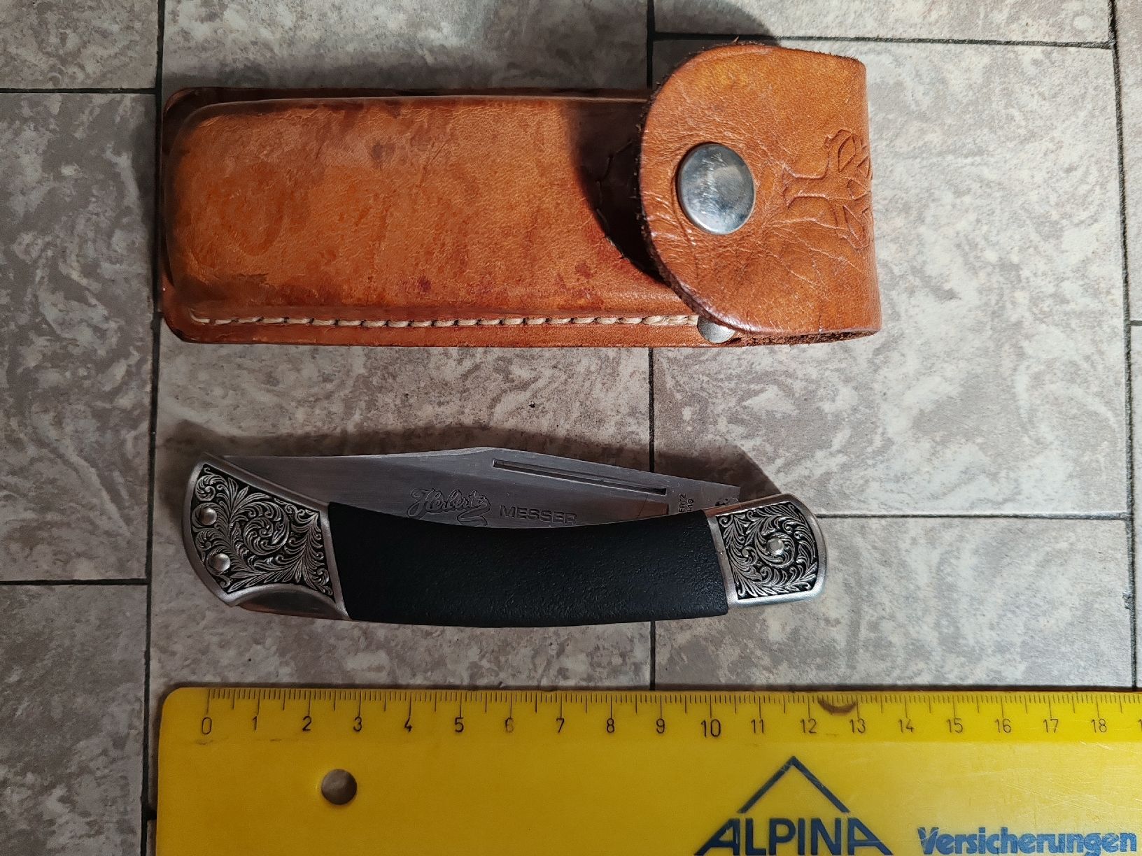 Herbertz Coltelli tascabile: Herbertz Messer mit Lederscheide C.Jul. Herbertz Rostfrei 44 – Usato da Wila venduto da neu_s8qs