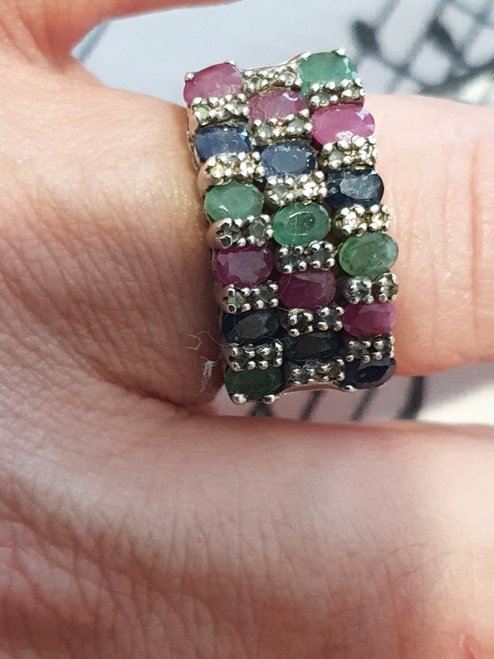 Ringe: Opulenter Designer 925er Silber, Smaragd, Rubin, Saphir Ring – Gebraucht aus Wohlen AG von palmsprings 5