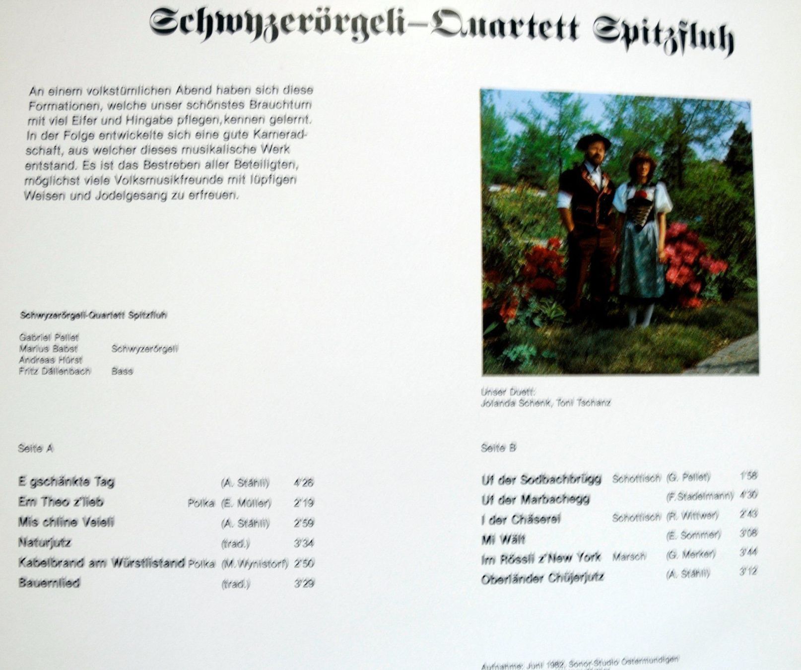 Dischi in vinile: Schwyzerörgeli-Quartett Spitzfluh - Jodlerklub Bärner-Mutze – Usato da Unterseen venduto da vinylmore 1