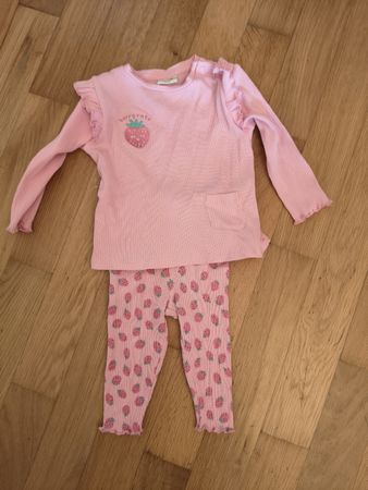 Set Langarmshirt und Leggings Erdbeere rosa