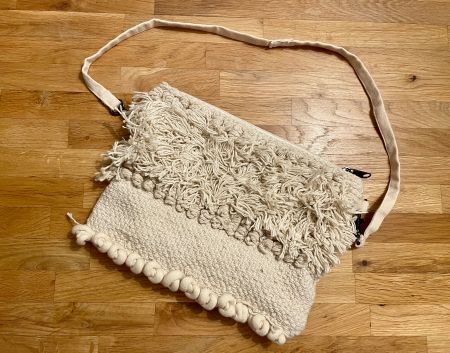 Stoff Handtasche beige (25 cm x 18 cm)