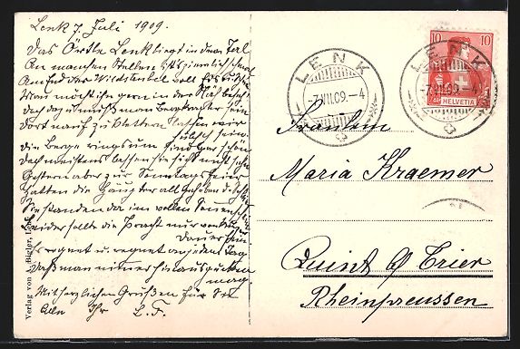 Cartoline postali: AK Lenk, Altes Simmenthaler-Haus, 1909 – Usato da Berlin venduto da bartko-reher 1