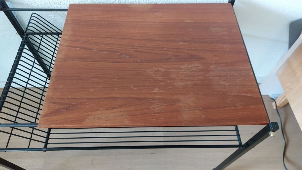 OUUTMEE Vinyl Plattenspieler Regal - 3-stufiger Aufbewahrungstisch Mit Schublade Für Bis Zu 100 Alben