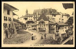 Gruyères, La Rue, Strassenpartie im Ort