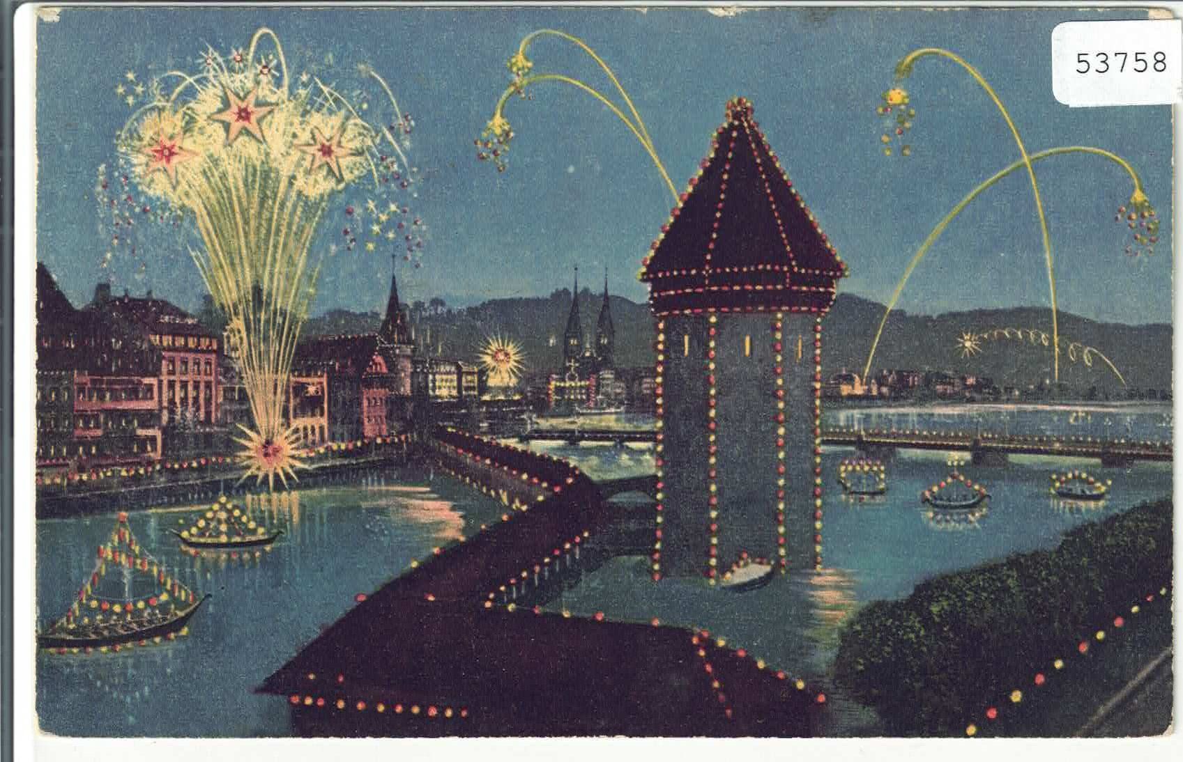 Ansichtskarten: Luzern - Seenachtfest - Litho – Gebraucht aus Ettingen von Kartenplanet