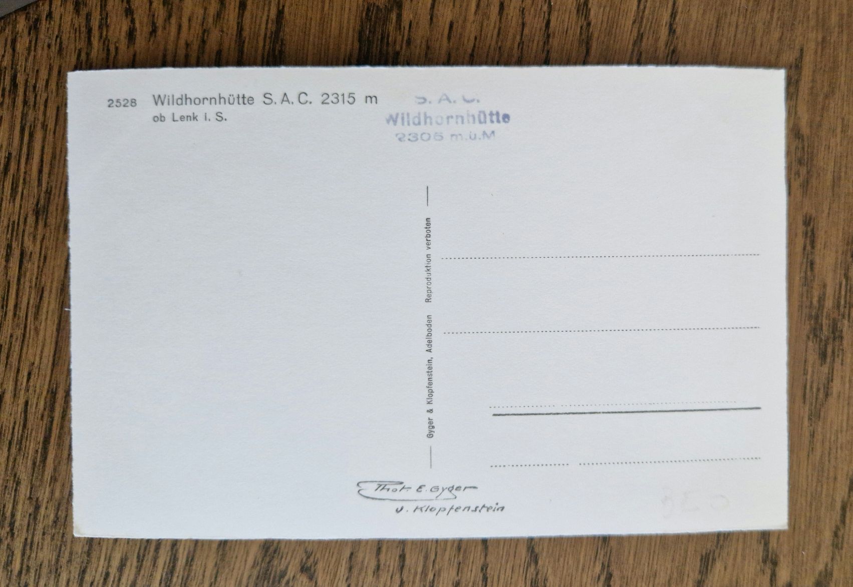 Cartoline postali: Wildhornhütte S.A.C. – Usato da Ebikon venduto da Donar50 1