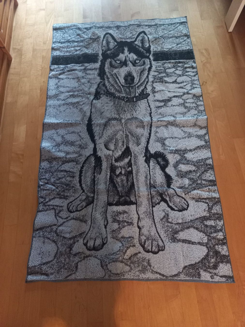 Teli da bagno: Frotte-Badetuch mit Husky – Nuovo e nell'imballaggio originale da Moosseedorf venduto da Previa1