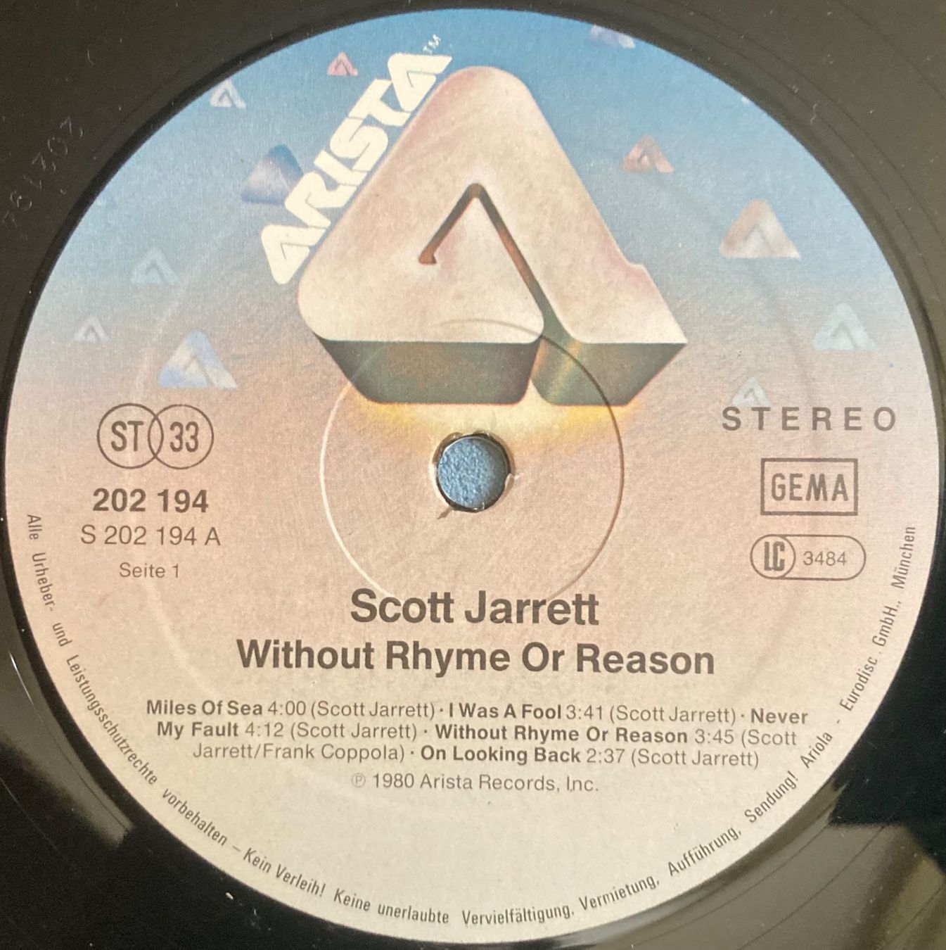 Dischi in vinile: SCOTT JARRETT - WITHOUT RHYME OR REASON – Usato da Poliez-Pittet venduto da Newtown-Records 2