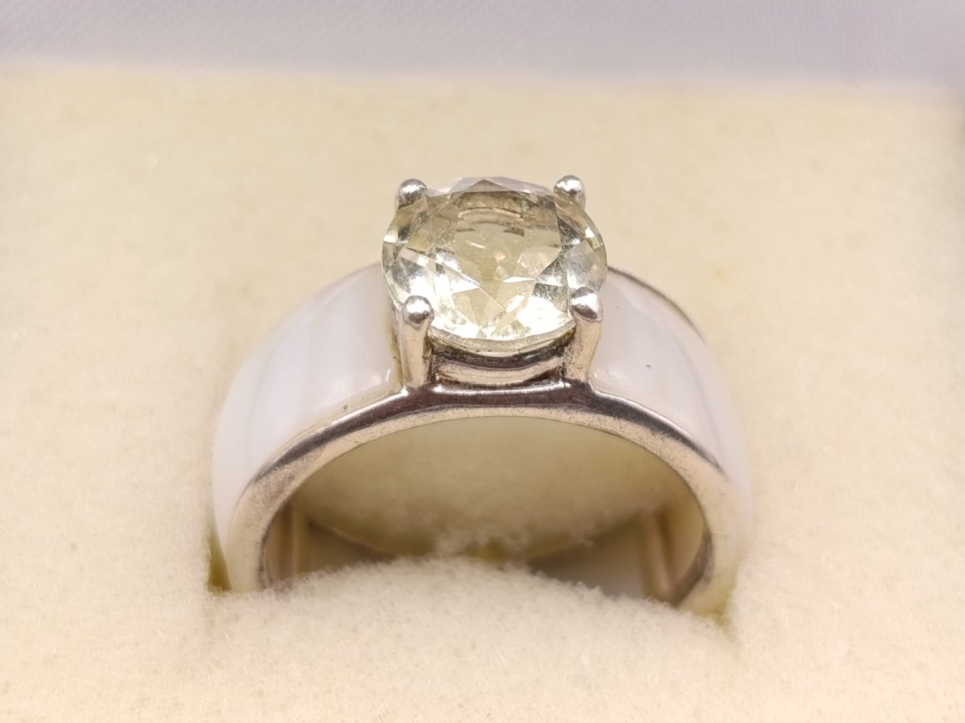 Anelli: Vintage 925er Silber seltene Ring Perlmutt Citrin Top – Usato da Steffisburg venduto da 1.Schmuckschatulle 1