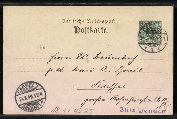 Cancelleria postale: Cassel, Gesangwettstreit Deutscher Männ – Usato da Berlin venduto da bartko-reher 1