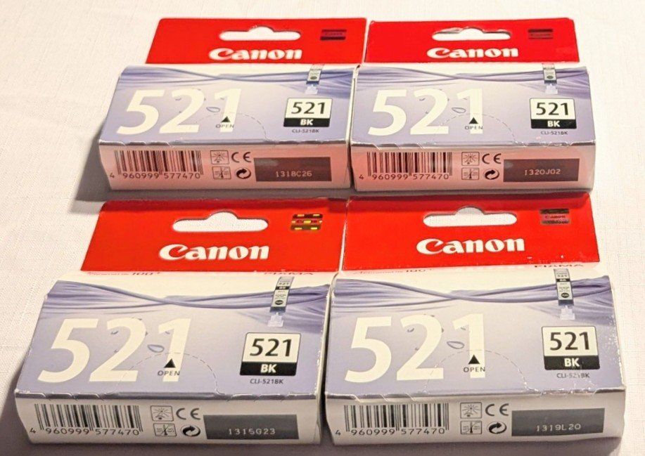 Canon Cartucce per stampanti & toner: 4x CANON Tintenpatrone BK CLI-521BK PIXMA 9ml – Nuovo e nell'imballaggio originale da Wängi venduto da ABIZONE-86 1