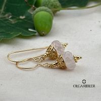 Ohrhänger - Rosenquarz - Silber 925 gelbvergoldet