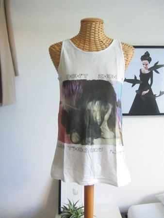 Weisses Top mit Print - XS