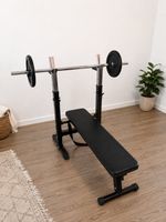 Hantelbank mit Langhantel & 20 kg Gewichten