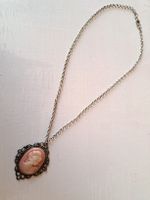 Pinke Cameo Kette Modeschmuck Vintage Stil Halskette