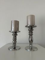 2er Set Kerzenständer Silber Optik - Vintage Design!
