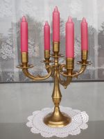 28 cm alter 5flammiger Messing Kerzenständer 50/60er Jahre